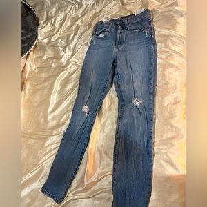 Levi's Women's Blue Ripped Skinny Jeans